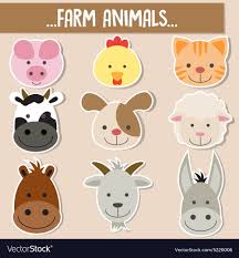 Set Of Animal Facesfarm Animals Download A Free Preview Or High Quality Adobe Illustrator Ai Ep Animal Faces Animal Illustration Kids Farm Animal Nursery Art