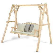 Buy finely crafted porch swings using only the best wood & premium recycled plastic in several awesome styles. Gymax Wooden Porch Swing Outdoor Patio Rustic Torched Log Curved Back Bench A Frame Walmart Canada