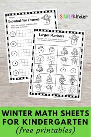 3 Free Snowman Math Sheets Simply Kinder Math Sheets Basic Math Skills Snowmen Math