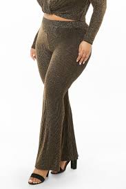 Plus Size Glitter Striped Flare Pants