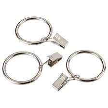 1 5 Curtain Clip Rings Set Brushed Nickel Threshold Curtain Rings With Clips Curtain Clips Curtains With Rings