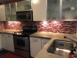 Our metal backsplash tiles are an easy, diy way to update any kitchen or bath. Quartz Red Strip Mosaic Tile Red Backsplash Tile Sparkly Red Quartz Backsplash Red Kitchen Backsplash Bathroom Walls Shower Wall Accent Wall