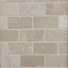 subway tile in glass, travertine