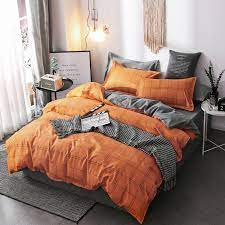 Try our dedicated shopping experience. Orange Lattice Gray Sheet Bedding Set Home Flat Sheet Duvet Cover Set Pillowcase Bed Linen 3pcs Single 4pcs King Queen Bedding Sets Aliexpress