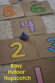 Lay out your hopscotch grid on the floor. Techsurgeons Access Blocked Fun Indoor Activities Indoor Hopscotch Indoor Activities For Toddlers