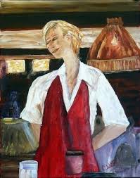 16x20 Oil On Canvas We Were At A Family Owned Italian Restaurant On Lake Tahoe This A A Painting Of The Lovely Waitress Who Waite Painting Oil On Canvas Art