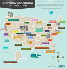 America According To Twitter Infographic Map American City Names Social Media Infographic