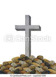 A burial cross, grave cross or rest in peace (r.i.p.) cross marks the place where somebody is buried. Isolated Wood Cross And Burial Rock Isolated Grey Wooden Cross And Burial Pile Of Rocks Christian Symbol Of Resurrection Canstock