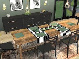 Created By Wondymoon Technetium Dining Created For The Sims 4 Set Contains Dining Table Dining Chair Console C Sims House Sims 4 Kitchen Sims House Design