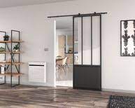 Porte Coulissante D Atelier Industrial Larg 83 Cm Brico Depot Porte Coulissante Porte Coulissante Verriere Porte Coulissante Brico Depot