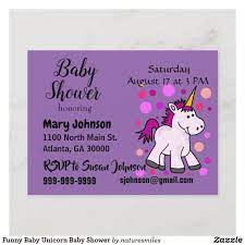 Funny Baby Unicorn Baby Shower Invitation Postcard Zazzle Com Unicorn Baby Shower 1st Birthday Party Invitations 1st Birthday Invitation Template