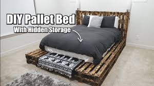 You can put four palettes side by side if you wish, or you can add two to the head sections to make a pallet headboard. Diy Pallet Bed With Hidden Storage Diy Pallet Bed Pallet Bed Frame Diy Pallet Bed Frame
