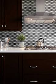Kitchen Color Palette Espresso Cabinet White Quartz And White Penny Backsplash Tile With Black Gr Penny Tiles Kitchen Kitchen Backsplash Images Kitchen Tiles