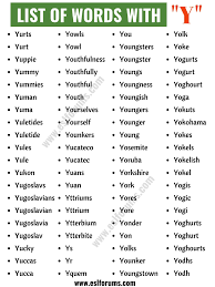 Words That Start With Y List Of 200 Y Words To Add To Your Vocabulary Esl Forums Good Vocabulary Words Y Words Words That Start With Y