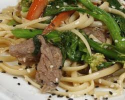Boneless skinless chicken thigh meat stir fried with lots of fresh veggies using coconut oil. Stir Fry With Linguine Beef And Vegetables Diabetic Recipe Diabetic Gourmet Magazine