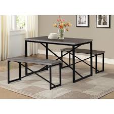 Plenty of furniture to choose from. China Dining Room Table Set 3 Pieces Farmhouse Kitchen Table Set With Two Benches Metal Frame And Mdf Board Modern Furniture For Home Cafeteria Apartment And Far China Dining Table With