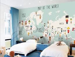 3d Nursery Kids Room Cartoon People World Map Removable Etsy Kids Room Kids Wall Decals Kids World Map