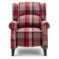 Weight capacity and a 17.5 seat height. Eden Fabric Recliner Armchair In Red Tartan