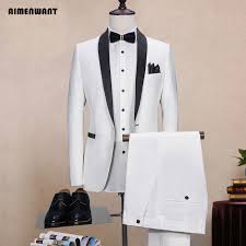 Blanc nouveau design manteau de mariage pour hommes natch revers évent unique hommes slim fit costumes deux boutons 2 pièce manteau pantalon hommes costume. Costume Homme Mariage Blanc Off 75 Where To Buy