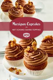 Marzipan Cupcakes Mit Schoko Sahne Topping Rezept Cupcakes Schokoladencreme Marzipan