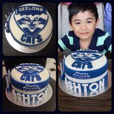 Geelong Cats Footy Themed Cake Order For Cute Little Boy Named Ashton Tennis Cake Hubby Birthday Cupcake Cakes