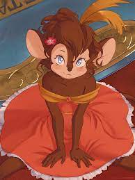 ancesra, tanya mousekewitz, an american tail, an american tail: fievel goes  west, don bluth, universal studios, highres, 1girl, :3, animal ears, animal  nose, artist name, bare shoulders, between legs, blue eyes, blush,