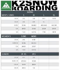 Salomon Womens Snowboard Size Chart Becky Chain Reaction