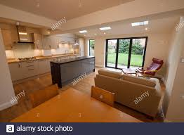 a modern open plan kitchen dining