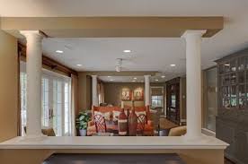 This Remodel By Case Design Replaced Wall Between The Kitchen Dining And Living Area With Pillars Open Kitchen And Living Room Half Walls Dining Room Design