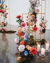 Wedding Event Florist S Instagram Photo Amelia And Ben Wanted To Bring So Much Fun And Col Wedding Ceremony Flowers Ceremony Flowers Orange Wedding Flowers