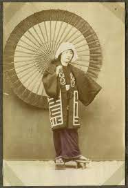 Woman In Street Dress With An Umbrella Japan Japanese Umbrella Japanese Traditional Japan