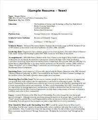 Before writing a project down, think about how you will explain its relevance during an interview. 15 Teenage Resume Templates Pdf Doc Free Premium Templates