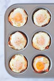 These easy buttery oven baked eggs make a tasty keto egg fast friendly meal. Prosciutto Egg Cups Recipe Whole30 Paleo Keto Finished With Salt