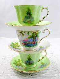 Reserved For Sc Aynsley Green Tea Cup And Saucer Bluebell Etsy Tea Cups Green Tea Cups Tea