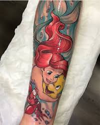 Fun And Friends Ariel With Flounder And Sebastian Disney Tattoos Disney Sleeve Tattoos Little Mermaid Tattoos