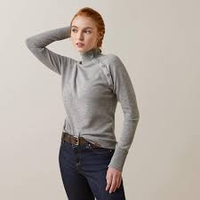 Ariat Ladies Half Moon Bay Sweater - Heather Grey | Millbry Hill