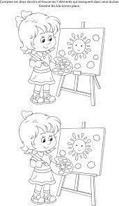Jeux 7 erreurs à imprimer. Jeu Des 7 Erreurs A Imprimer Une Fille Qui Peint Turbulus Jeux Pour Enfants