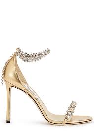 Jimmy Choo Shiloh 100 Gold Leather Sandals Harvey Nichols