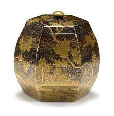 Lacquer Kogo Incense Box Meiji Era Late 19th Century Of Hexagonal Barrel Form With A Flush Fitting Flat Lid Decora Meiji Era Japanese Lacquerware Incense