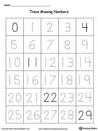 Trace Missing Numbers 0 Through 29 Writing Numbers Kindergarten Worksheets Printable Number Worksheets