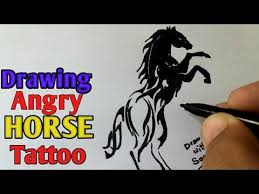 Horse Tattoo Drawing Design How To Draw Horse Tattoo Drawing Tattoo Horse Draw With Saeed Youtube Horse Tattoo Tattoo Drawings Horse Tattoo Design