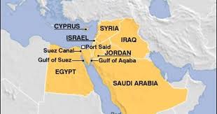 Map Showing Suez Canal And Surrounding Region Suez Middle East Map