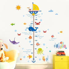 nursery height growth chart wall sticker kids boys girls underwater sea fish anchor finding nemo decorative decor decal poster design wall stickers