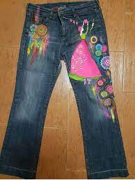 Pantalon Senora Mandalas Y Chica Pintando A Mano Alzada My Jeans Fashion Jeans