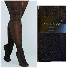 lane brant plus size black gold metallic tights nwt