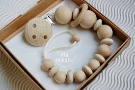 Natural Chunky Wooden Soother Clip Dummy Chain Pacifier Clip Wooden Dummy Clip Natural Dummy Clip Big Dummy Clip Dummy Clips Pacifier Clip Soother Clips