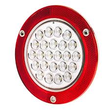 Round Led Truck And Trailer Lights W Reflectorized Flange 5 1 2 Led Brake Turn Backup Tail Lights 3 Pin Connector Flush Mount 24 Leds Super Bright Leds