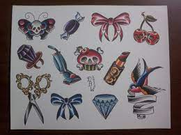 One For The Ladies Traditional Tattoo Flash Sheet By Derekbward Traditional Tattoo Bow Tattoo Bow Tattoo Designs