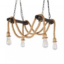 1,652 bulb rope lights products are offered for sale by suppliers on alibaba.com, of which holiday lighting accounts for 10%, led rope lights accounts for 4%, and led strip lights accounts for 1. 4 Lights Jute Rope Pendant Lighting With Open Bulb And Hanging Chain Rustic Chandelier Lighting Takeluckhome Com