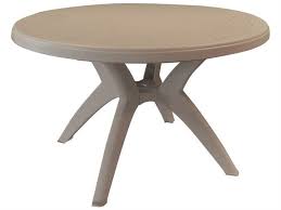 Add some flavor to your outdoor space by adding this outdoor dining set. Grosfillex Ibiza Resin French Taupe 46 Wide Round Dining Table With Umbrella Hole Us526181